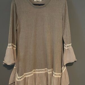Gray Lace Trim Women's dress/tunic